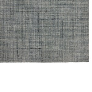 Tapis gris à motifs croisés tuftés à la main en soie et laine, à poils ras, motif linéaire fin pour salon et chambre à coucher - Product Image 3
