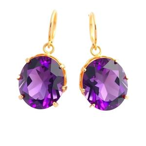 ต่างหูชุบทอง18K ต่างหูลวดอเมทิสต์สีฟ้าสำหรับผู้หญิงและผู้หญิงต่างหูเงินแท้ - Product Image 1