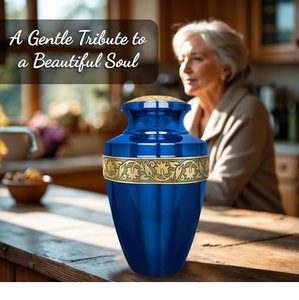 Regal Adult Aluminum Funeral Ashes Urn Cremation <b>Memorial</b> <b>Keepsake</b> Holder With Decorative Premium Matte Appearance - Product Image 6