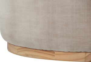 Modern MDF LVL Veneer <b>Pouf</b> Cream Fabric Upholstered Ottoman Stool Living Room Bedroom Furniture - Product Image 5