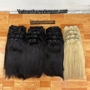 Extensions de cheveux vierges Remy lisses vietnamiennes à clipser en gros - Product Image 1