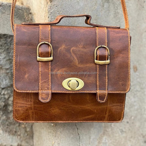 Bolso de mano de cuero auténtico de grano completo hecho a mano para mujer, bolso de hombro cruzado de uso de oficina de cuero Vintage auténtico - Product Image 5