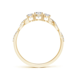 Bague de fiançailles et de mariage de luxe vintage à trois pierres, diamant de laboratoire taille ronde, plaqué rhodium, en or 10K 14K 18K, argent 925 935 - Product Image 4
