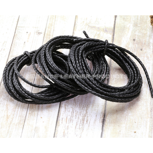 Wholesale Regular Color 3mm Black Shine Bolo <b>Braided</b> Leather <b>Cord</b> for Jewelry Making Round <b>Braided</b> Leather <b>Cord</b> Bulk Supply - Product Image 2