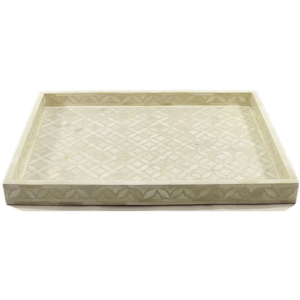 Plateau de service rectangulaire en os incrusté |   Plateau de table basse style ferme |   Plateau de comptoir de cuisine pour le petit-déjeuner |   Plateau décoratif pour la maison - Product Image 3