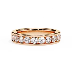 แหวนเพชรทรงกลมเจียระไนแบบบริลเลียนท์ 18K ทองคำแท้ ประดับเพชรแล็บโกรว์ 10 เม็ด ดีไซน์วงแหวนแบบ Eternity สำหรับทั้งชายและหญิง เหมาะเป็นของขวัญวันครบรอบแต่งงานสุดหรู - Product Image 5