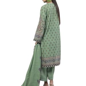 Shalwar Kameez Verde Mar para Mujer, Bordado, en Algodón, con Bordados Detallados, Estilo Sofisticado - Product Image 2