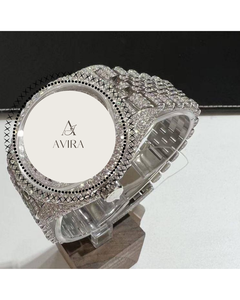 Montre mécanique de luxe de qualité supérieure, en alliage d'acier inoxydable, avec diamants Moissanite VVS, résistance à l'eau 10 bars, verre saphir - Product Image 5