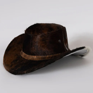 Customized Brand HN-3019 Unisex Black Striped Cowboy <b>Hat</b> with Brown Leather <b>Band</b> Casual Western Style Adult Summer 48-50cm Beach - Product Image 4