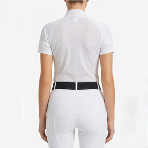 Haut de sport équestre pour femme à demi-zip, manches courtes, couleur unie, séchage rapide, coupe ajustée, fermeture éclair - Product Image 2