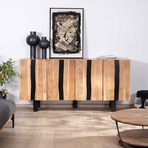 Vandana Amber Sense Large 190cm designer <b>sideboard</b> in solid acacia wood and black metal Zen Black - Product Image 1