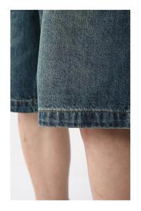 Pantalones Cortos de Mezclilla de Algodón Orgánico para Hombre, Casuales, Holgados, Estilo Vintage, de Pierna Ancha, Cintura Elástica, Tiro Medio, Transpirables, Antiarrugas, Color Liso, Servicio OEM - Product Image 4