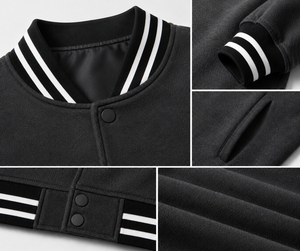 Chaqueta varsity para hombre diseñada para comodidad urbana con calidez transpirable y estilo clásico inspirado en el deporte para looks casuales diarios. - Product Image 6