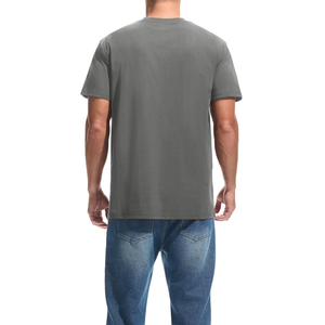 เสื้อยืดคอกลมแขนสั้นสีเทาสำหรับผู้ชาย แห้งเร็ว ทรงปกติ สีพื้น ใส่สบายๆ - Product Image 5