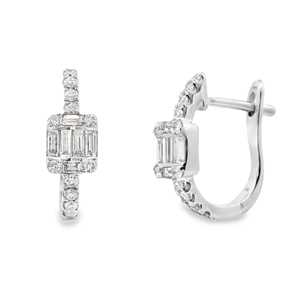 Diamond Huggie Hoop <b>Earrings</b> Baguette Round Lab Grown Pave Channel Set Luxury Minimalist Jewelry 14k 18k Solid Gold Manufacturer - Product Image 1