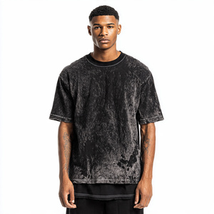 Camiseta de doble capa para hombre, estilo urbano de verano, con hombros caídos, camisetas de doble capa para hombre, camisetas de doble capa con corte oversize para hombre - Product Image 3