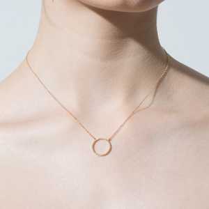 Lab Grown Diamond Pave Set Circular Open Frame <b>Pendant</b> Necklaces For Women Minimalist Custom 14K 18K <b>Solid</b> <b>Gold</b> Wholesale Price - Product Image 4