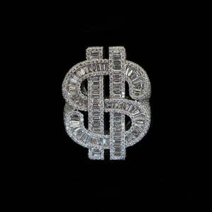 Prix de gros Bague pour homme style punk hip-hop avec signe du dollar en moissanite, plaqué or 14 carats, certifiée GRA, pour les amateurs d'argent - Product Image 3