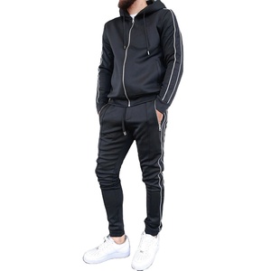 Ropa deportiva informal para hombre Colección de primavera Chándal con capucha y cremallera con fondo activo Patrón sólido - Product Image 4