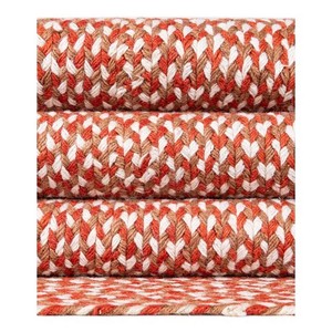 Tapis rectangulaire moderne rouge beige en polypropylène tissé plat avec envers antidérapant en caoutchouc pour couloir - Product Image 5