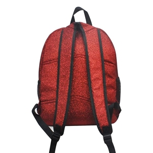 Cheerleading Backpack Custom Red Glitter Sparkle Black Trim Silver Zipper Dual Mesh Pocket 180g Nylon/Polyester Fabric <b>Weight</b> - Product Image 4