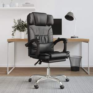 Fauteuil de massage de bureau en similicuir noir avec structure en métal et contreplaqué, catégorie de produit : fauteuil de massage - Product Image 1