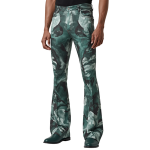 Creative Graphic <b>Men's</b> <b>Flare</b> Pants with Pulse Artwork and Modern Wide Leg Fashion Construction - Product Image 2