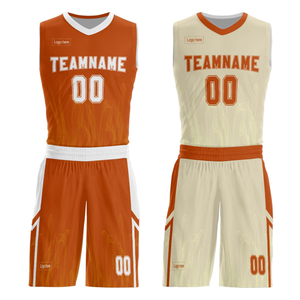 Ensemble d'uniformes de basket-ball personnalisés, noir et orange, impression par sublimation, jersey unisexe en polyester respirant pour adultes avec numéro et nom - Product Image 3