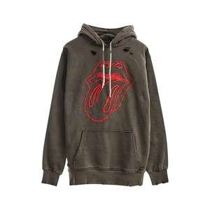High Quality 100% Cotton Custom Distressed Embroidery Pullover Hoodie For Men Acid Wash Streetwear For All Seasons - Product Image 1