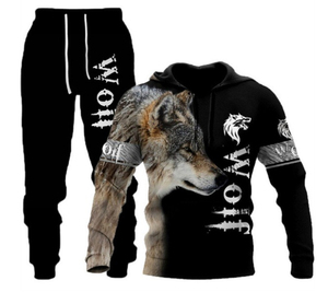 Ensemble de sweats à capuche pour hommes imprimés par sublimation, motif lion, style streetwear, collection printemps-hiver, vente en gros - Product Image 1