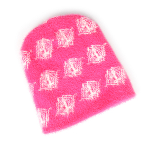 OEM Custom Soft Furry Mohair Knit All Over Printed Graphic Jacquard Fuzzy Beanie Hat Customized Skull Beanies For Unisex - Product Image 4