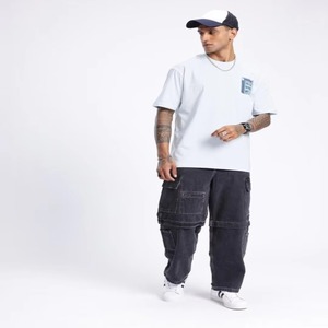 T-shirt pour homme 100% coton, longueur classique, col rond, manches tombantes - Product Image 2