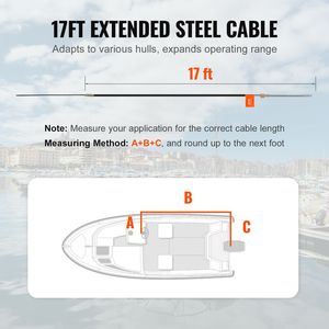 Cavo di sterzo rotante marino fuoribordo da 17 piedi, ad alta resistenza, di ricambio per motori nautici, capacità 1/2 tonnellata - Product Image 3