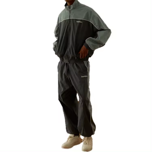 Ensemble 2 pièces coupe-vent personnalisé avec logo OEM pour homme, jogging et veste unisexes zippés, survêtements imprimés mi-lourds pour homme, style streetwear - Product Image 5