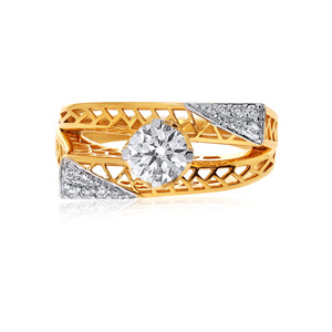 Anillo Solitario con Corte de Flecha en Forma de Corazón, Anillo de Compromiso de Diamante Solitario de Corte Brillante Redondo de Lujo con Filigrana Intrincada en Oro Amarillo - Product Image 3