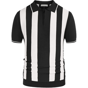 เสื้อโปโลผู้ชายแขนสั้นลายทาง ทรงปกติ สวมใส่สบาย ดีไซน์ลายขาวดำ - Product Image 4