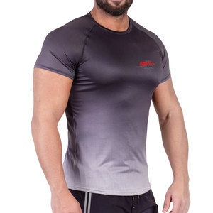 T-shirt de sport pour homme en polyester/coton tricoté de qualité supérieure, respirant, écologique, à séchage rapide, anti-humidité, coupe athlétique, manches courtes - Product Image 3