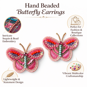 Pendientes de Mariposa Hechos a Mano con Cuentas y Lentejuelas Bordadas, Estilo Vintage, Coloridos, Joyería Artesanal de Moda, Ligeros, para Fiesta - Product Image 6