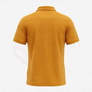 Men's Mustard Yellow Short Sleeve <b>Polo</b> <b>Shirt</b> <b>With</b> Chest <b>Pocket</b> Casual Woven Solid Design Regular Fit - Product Image 2