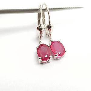 Boucles d'oreilles pendantes en rubis naturel, boucles d'oreilles solitaires en rubis, boucles d'oreilles ovales en rubis rouge, boucles d'oreilles rondes en rubis, cadeau pour elle - Product Image 5