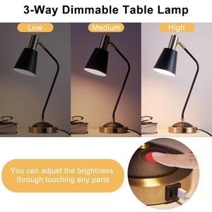 Lámpara de Mesa Moderna de Latón con Base y Pantalla de Lino para Decoración del Hogar y la Oficina - Product Image 4