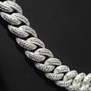 925 Sterling Silver Moissanite Cuban Link <b>Chain</b> Necklace <b>Iced</b> <b>Out</b> Hip Hop Statement Necklace Rhodium Plated Unisex Jewelry - Product Image 5