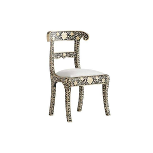 Handcrafted Mother of Pearl and Bone Inlay <b>Bedroom</b> <b>Vanity</b> Chairs Accept Custom Design Handmade Bone Inlay Accent Chair - Product Image 2