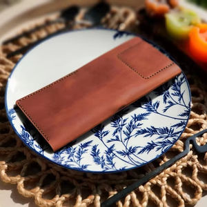 Tarjetero de Cuero Genuino Colorido de Lujo Hecho a Mano, Funda para Billetes de Cuero Real Teñida a Medida, Vibrante, Cafes LBH-0238 - Product Image 1