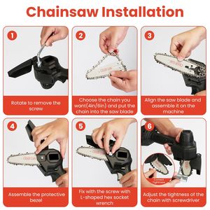 Kit 3-in-1 Elettrico Senza Fili 21V con Batterie da 1500mAh, Mini Motosega a Lunghezza Regolabile 4 Pollici, Decespugliatore e 2 Pezzi di Lame per Potatura - Product Image 5