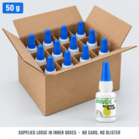 PINIX 50g Grand flacon de super colle bleu avec bouchon à bec long, Cyanoacrylate d'éthyle, Adhésif instantané industriel pour assemblage en atelier, OEM ODM