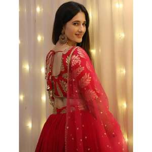 Atractivo Rosa lentejuelas bordadas Georgette recepción desgaste Lehenga Choli - Product Image 1