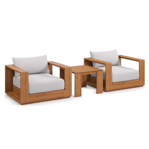 ชุดเก้าอี้พักผ่อนไม้สักสำหรับกลางแจ้งพร้อมโต๊ะข้าง - Product Image 1