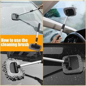 Lavavetri Rettangolare per Auto con Manico Estensibile, 3 Panni in Microfibra Lavabili e Riutilizzabili, Strumento per la Pulizia del Parabrezza dell'Auto - Product Image 3