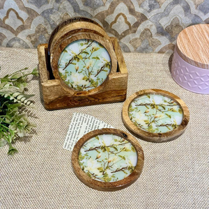 Farmhouse Style Wooden Mug Coaster <b>Set</b> <b>Rustic</b> Drink Protection Mats for <b>Dining</b> <b>Table</b> - Product Image 4